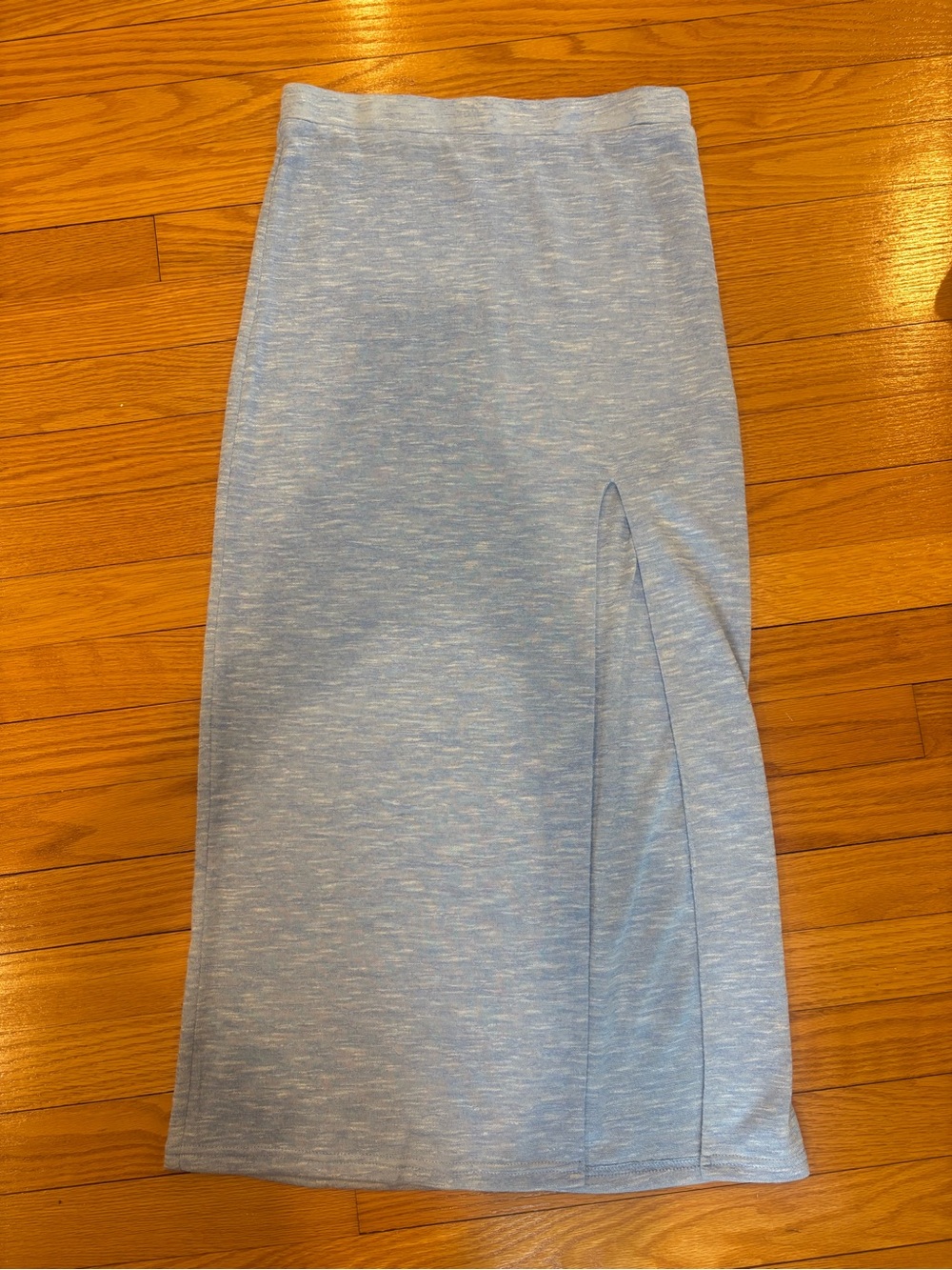 Princess Polly Heathered Light Blue Midi Pencil Skirt with Side Slit
